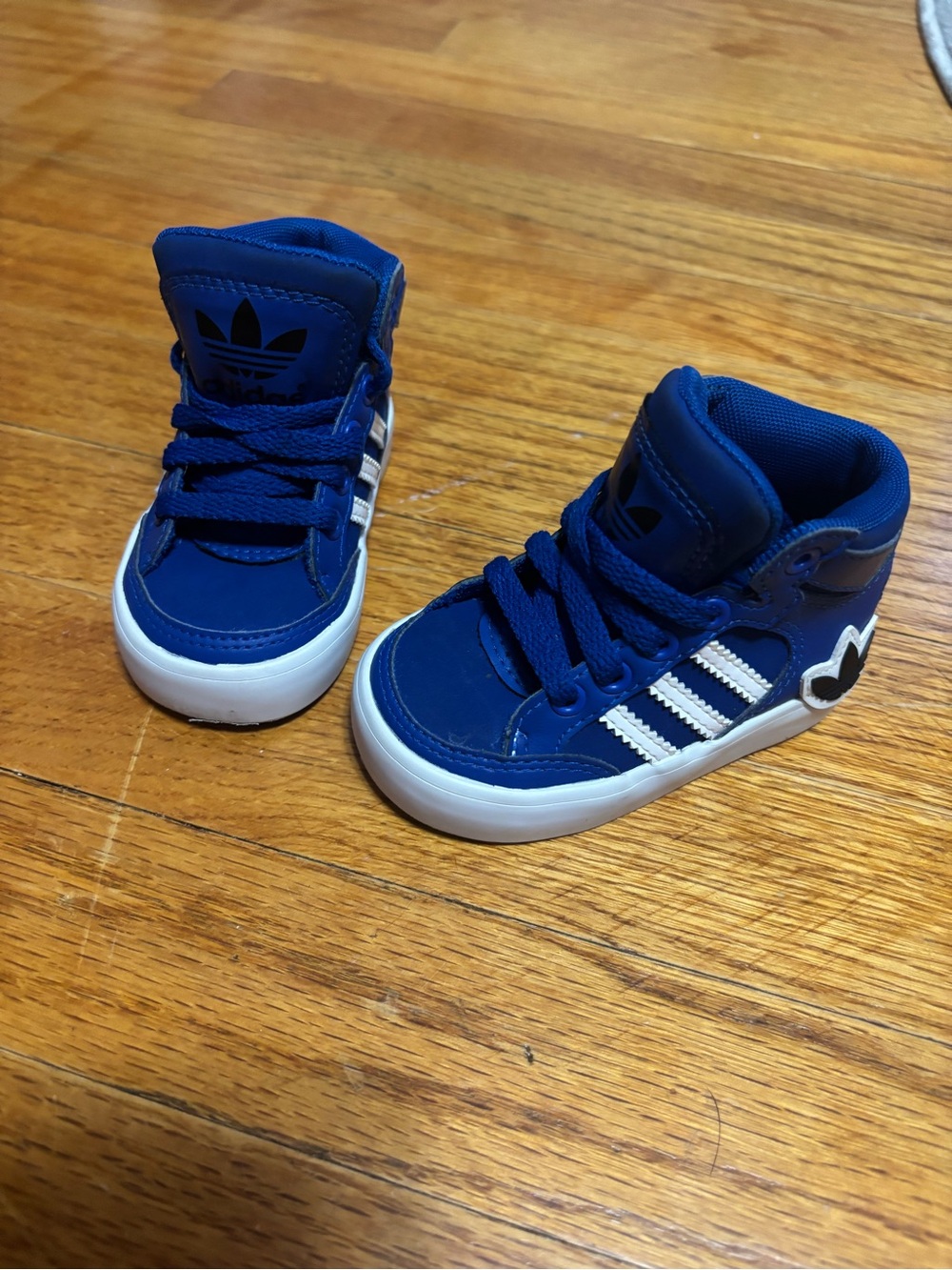 Adidas Kids Blue High-Top Sneakers with White Stripes BRAND NEW